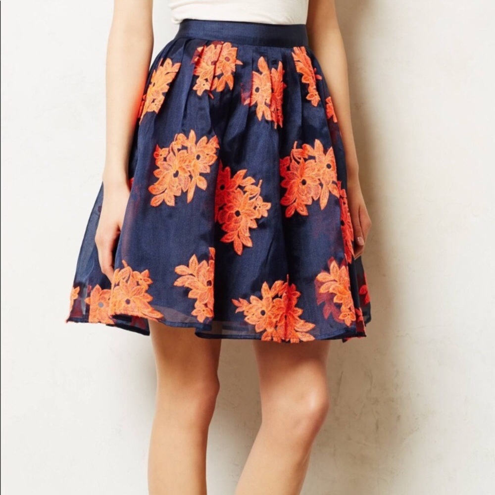 Anthropologie Pome Blossom Skirt Maeve Blue Pink - Picture 2 of 8